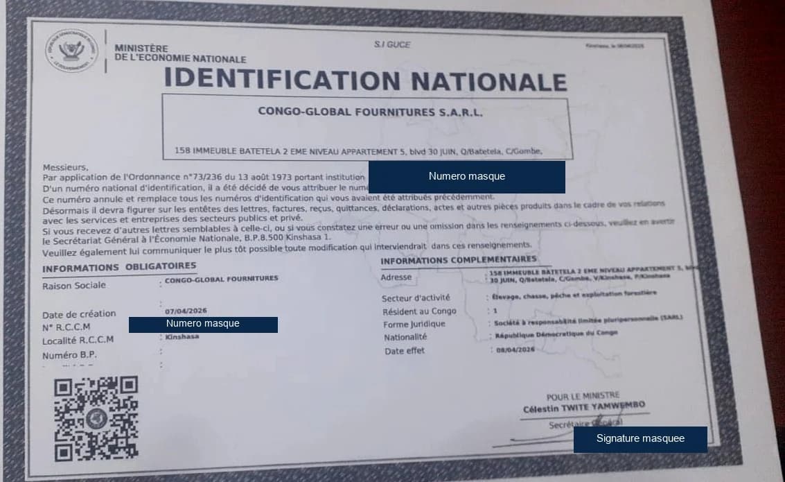 Aperçu de la première page — Identification Nationale